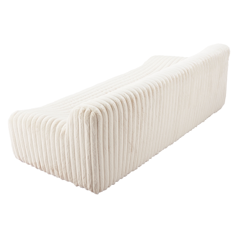 ZUO Osterbro Plush Cord-Style Fabric Upholstered Sofa in Cream