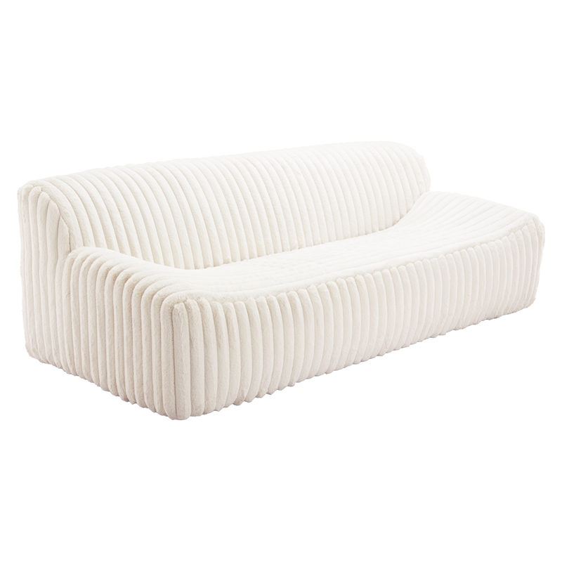 ZUO Osterbro Plush Cord-Style Fabric Upholstered Sofa in Cream