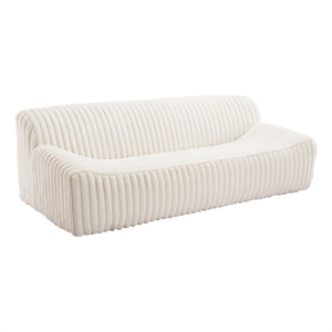 ZUO Osterbro Plush Cord-Style Fabric Upholstered Sofa in Cream