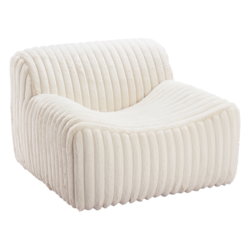 ZUO Osterbro Plush Cord-Style Fabric  Upholstered Accent Chair in Cream