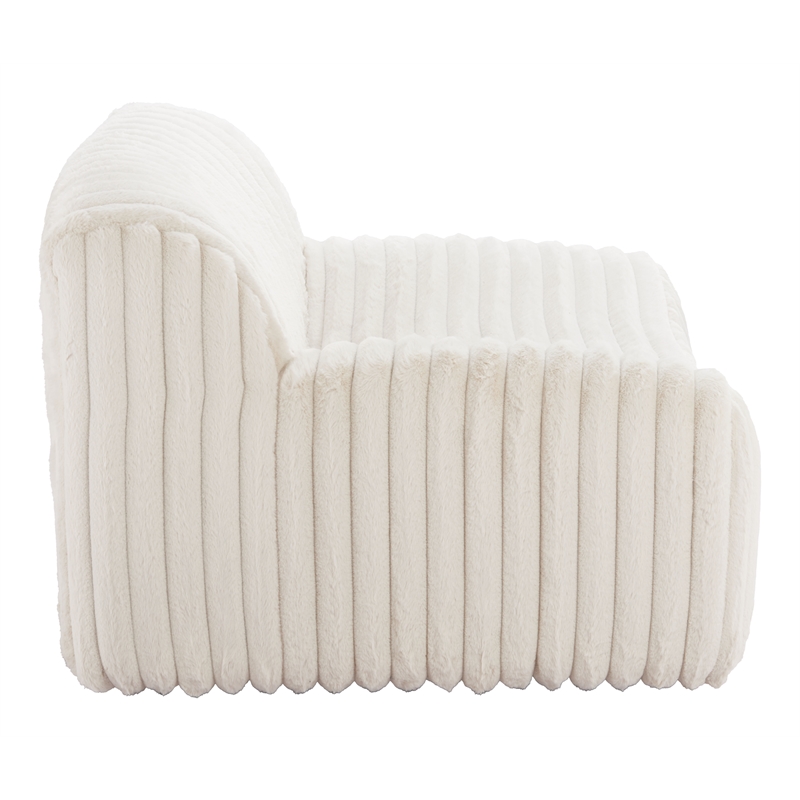 ZUO Osterbro Plush Cord-Style Fabric  Upholstered Accent Chair in Cream