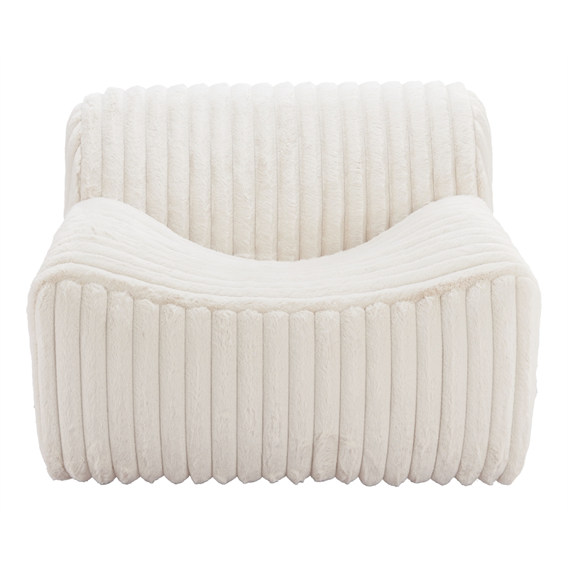 ZUO Osterbro Plush Cord-Style Fabric  Upholstered Accent Chair in Cream