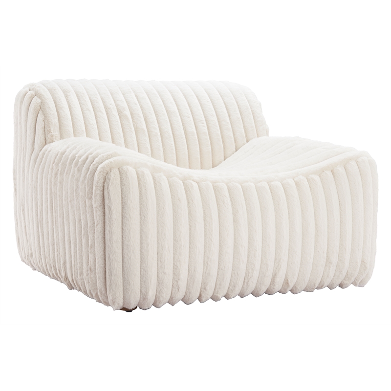 ZUO Osterbro Plush Cord-Style Fabric  Upholstered Accent Chair in Cream