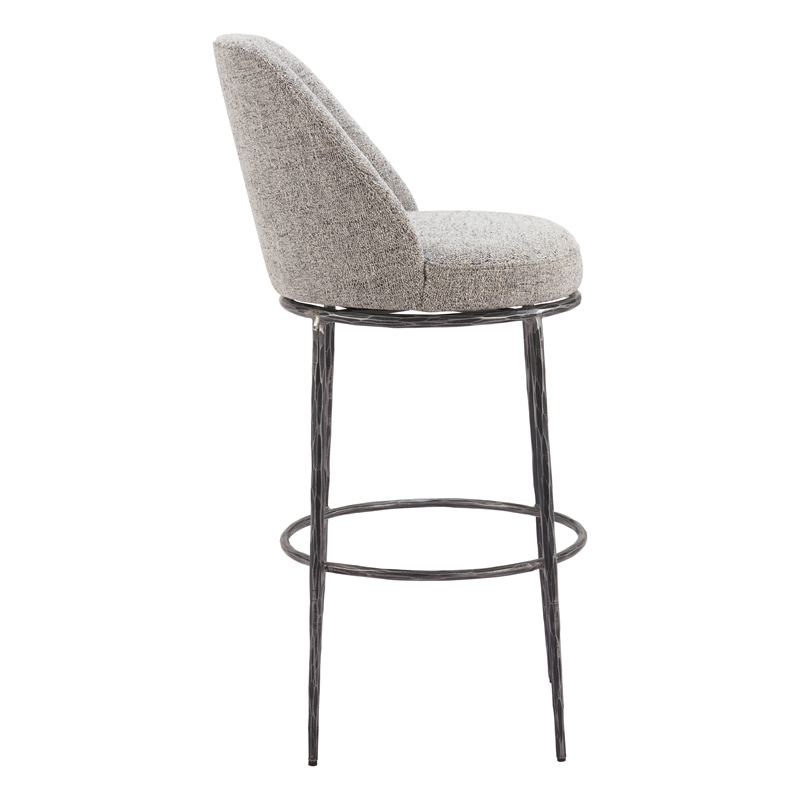 ZUO Nordhavn Collection Swivel Barstool with Footrest in Gray