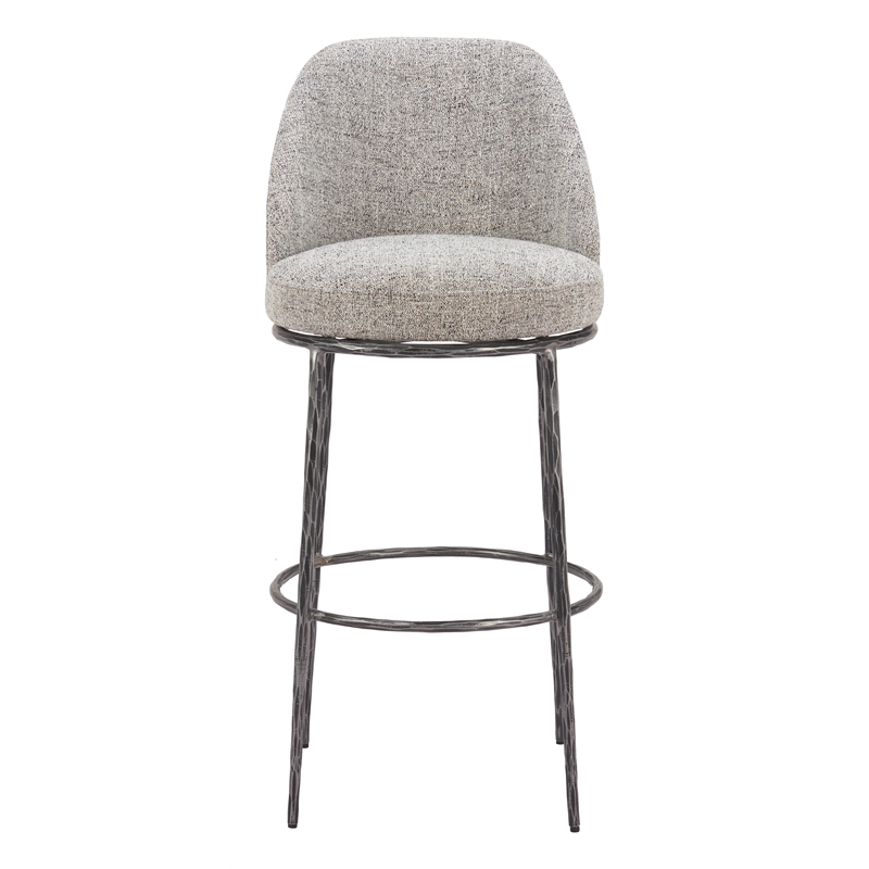 ZUO Nordhavn Collection Swivel Barstool with Footrest in Gray