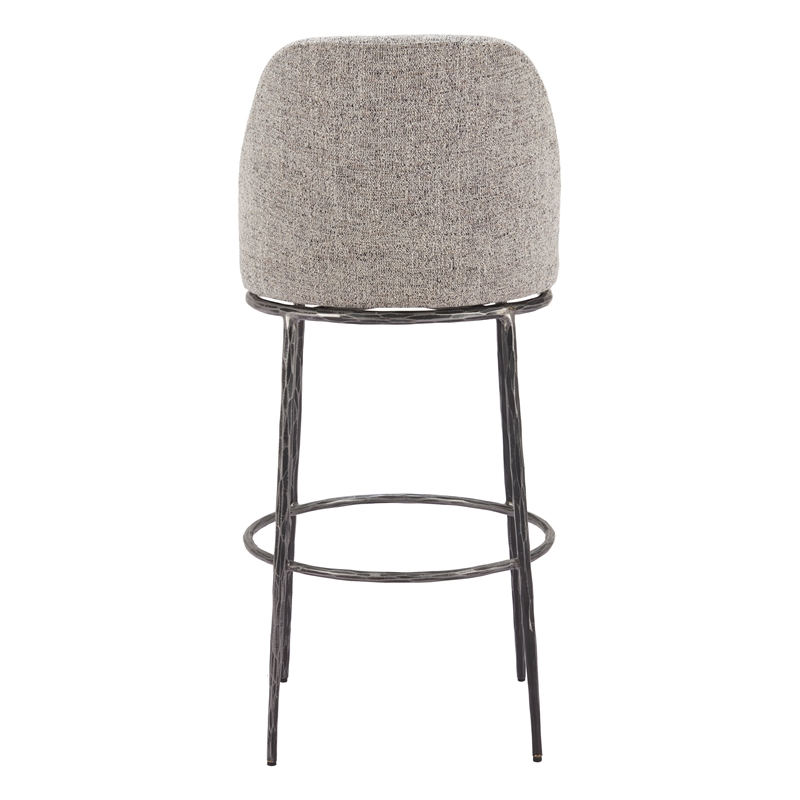 ZUO Nordhavn Collection Swivel Barstool with Footrest in Gray