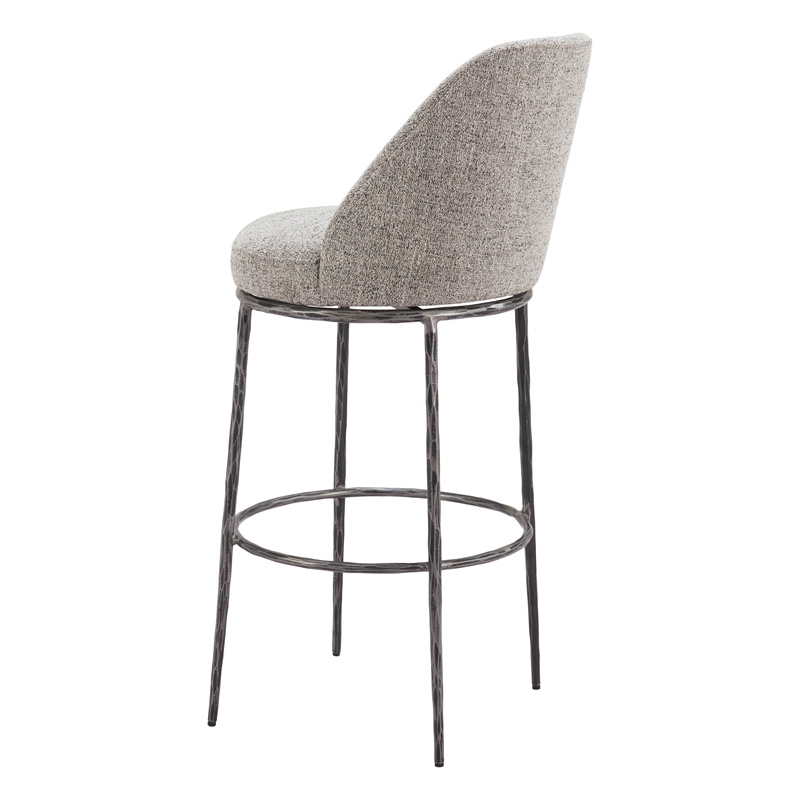 ZUO Nordhavn Collection Swivel Barstool with Footrest in Gray