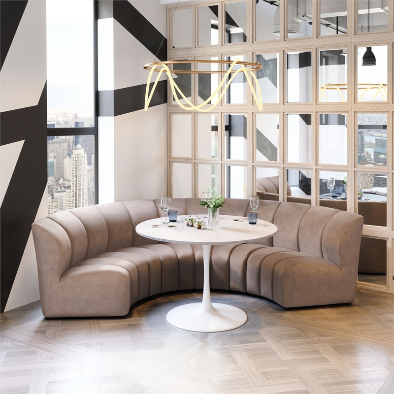 ZUO Garbi Velvet Upholstered Modular Sectional in Beige