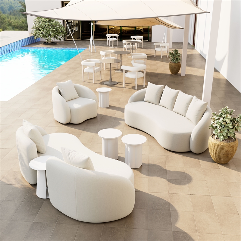 ZUO Sunny Isles Powder Coated Aluminum Frame Accent Chair in Beige
