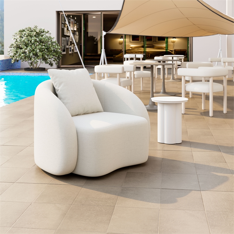 ZUO Sunny Isles Powder Coated Aluminum Frame Accent Chair in Beige