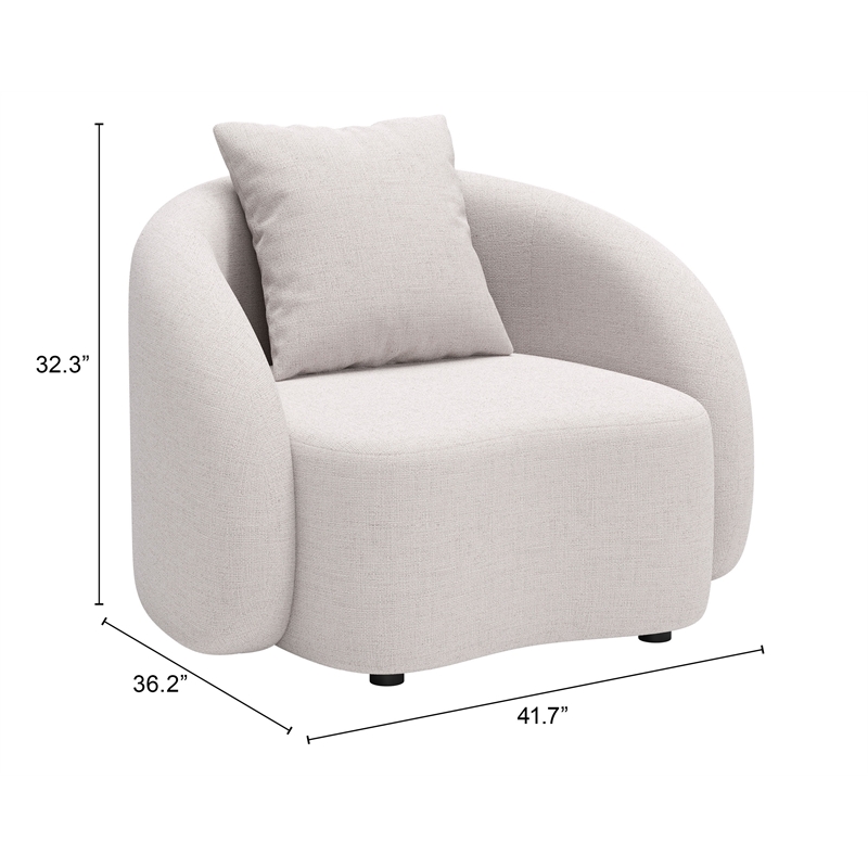 ZUO Sunny Isles Powder Coated Aluminum Frame Accent Chair in Beige
