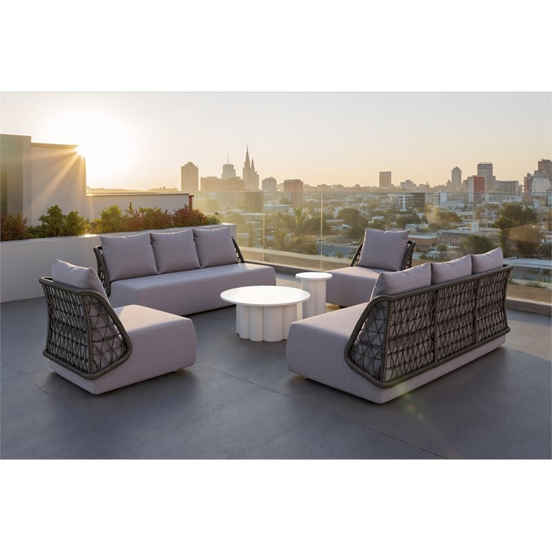 ZUO Mekan Powder Coated Aluminum Frame Accent Chair in Gray