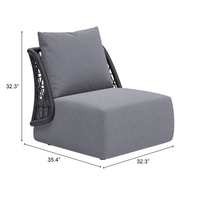ZUO Mekan Powder Coated Aluminum Frame Accent Chair in Gray