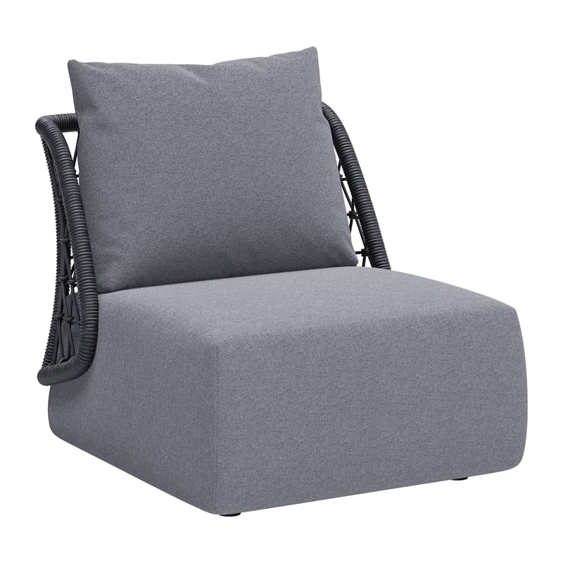 ZUO Mekan Powder Coated Aluminum Frame Accent Chair in Gray