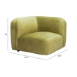 ZUO Biak Velvet Upholstered Corner Chair in Green