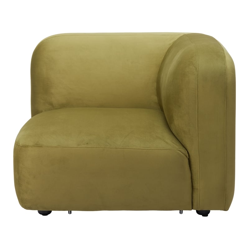 ZUO Biak Velvet Upholstered Corner Chair in Green