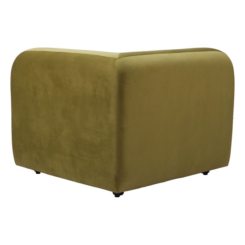 ZUO Biak Velvet Upholstered Corner Chair in Green