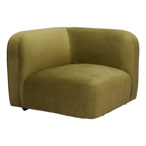 ZUO Biak Velvet Upholstered Corner Chair in Green