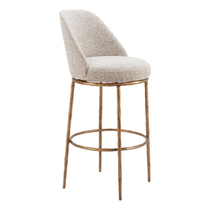 ZUO Nordhavn Collection Swivel Barstool in Beige & Gold