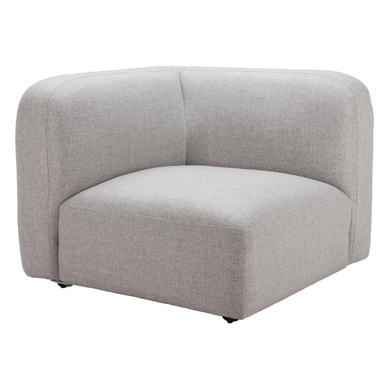 ZUO Biak Poly Linen Fabric Upholstered Corner Chair in Gray