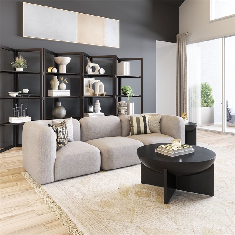 ZUO Biak Poly Linen Fabric Upholstered Corner Chair in Gray
