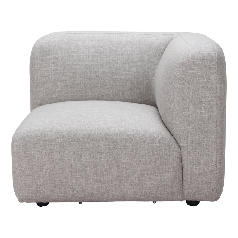 ZUO Biak Poly Linen Fabric Upholstered Corner Chair in Gray