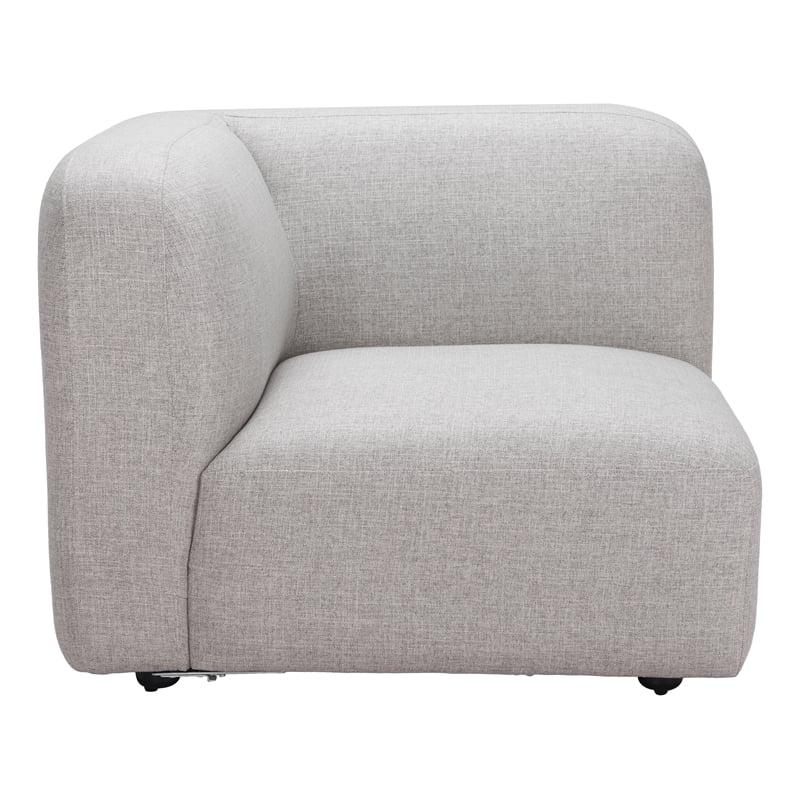 ZUO Biak Poly Linen Fabric Upholstered Corner Chair in Gray