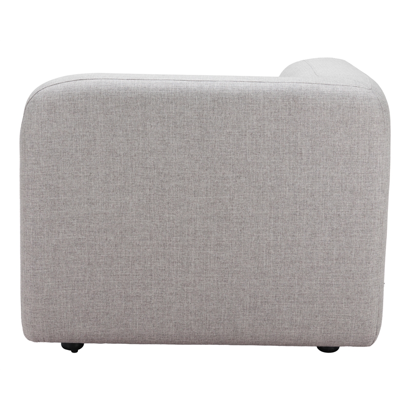 ZUO Biak Poly Linen Fabric Upholstered Corner Chair in Gray