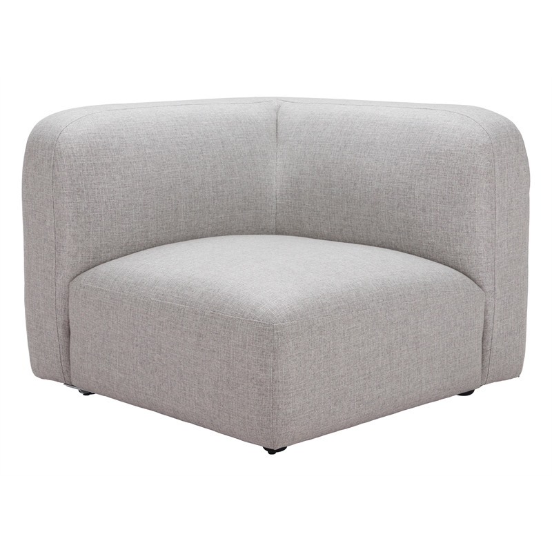 ZUO Biak Poly Linen Fabric Upholstered Corner Chair in Gray