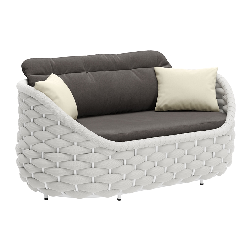 ZUO Coral Reef Powder Coated Aluminum Frame Loveseat in Gray