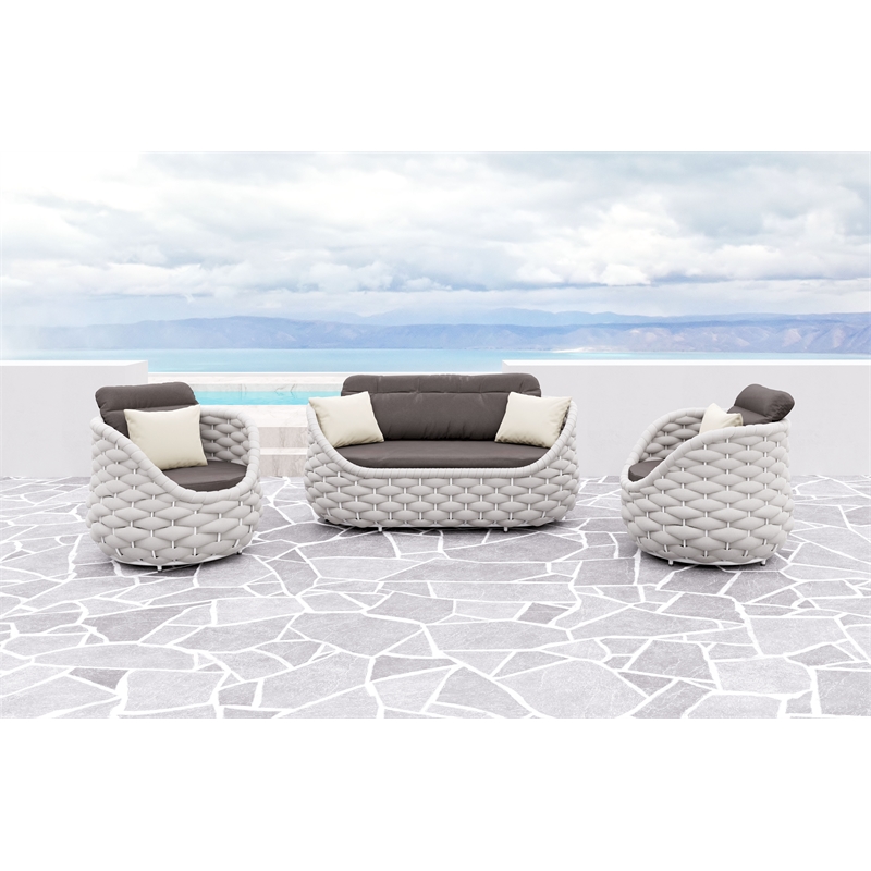 ZUO Coral Reef Powder Coated Aluminum Frame Loveseat in Gray
