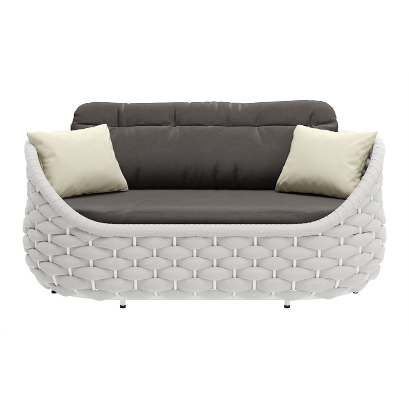 ZUO Coral Reef Powder Coated Aluminum Frame Loveseat in Gray