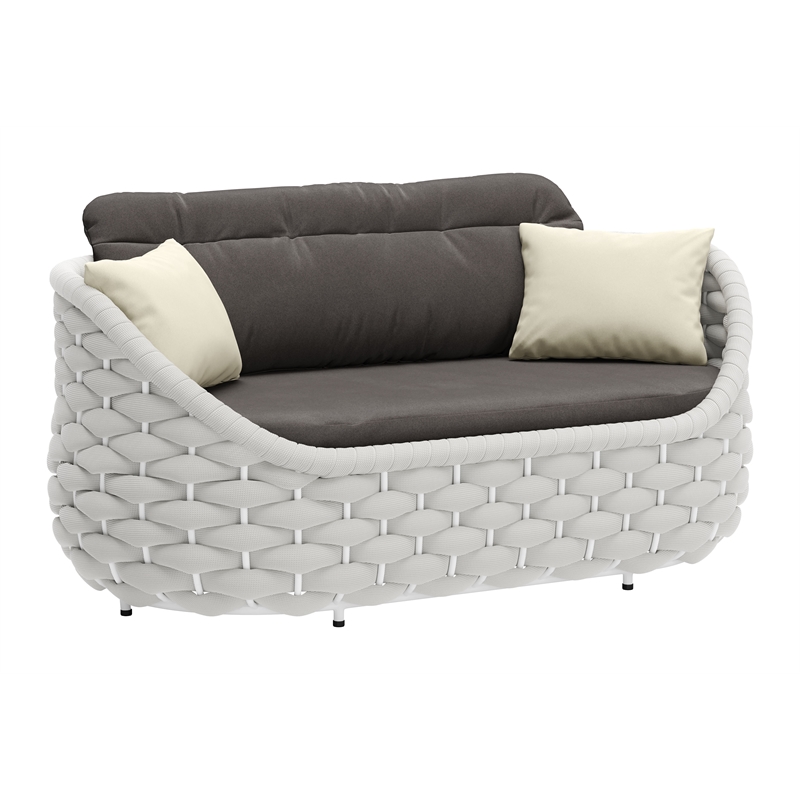 ZUO Coral Reef Powder Coated Aluminum Frame Loveseat in Gray