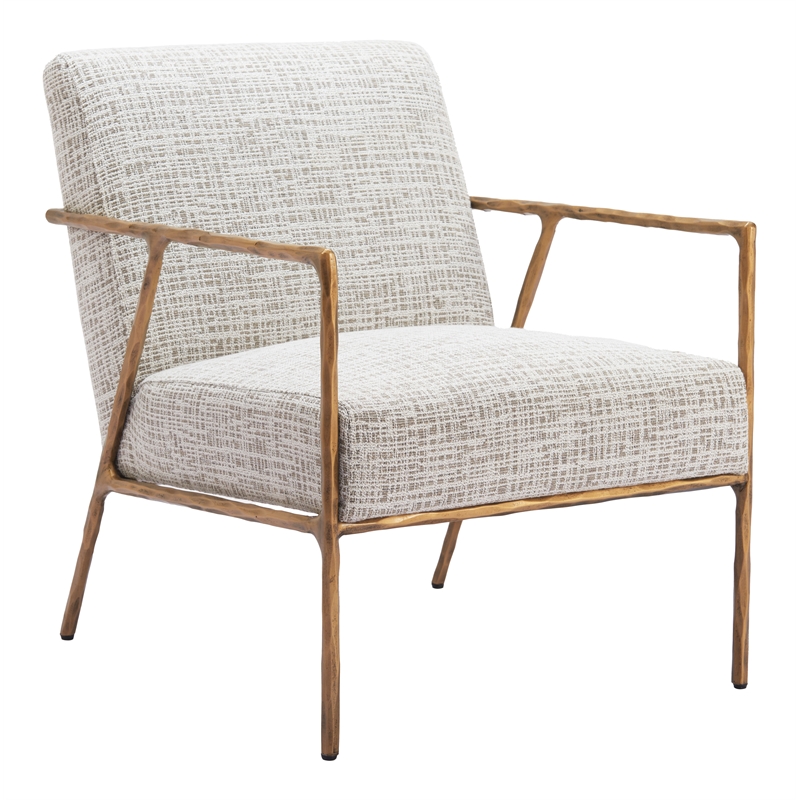 ZUO Norrebro Boucle Style Fabric Upholstered Accent Chair in Beige Frost