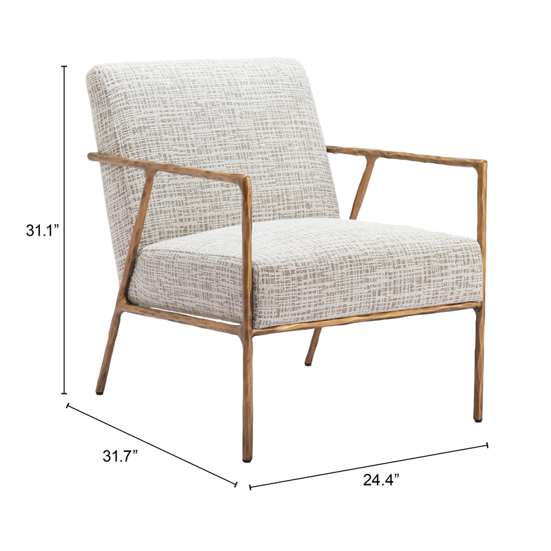 ZUO Norrebro Boucle Style Fabric Upholstered Accent Chair in Beige Frost