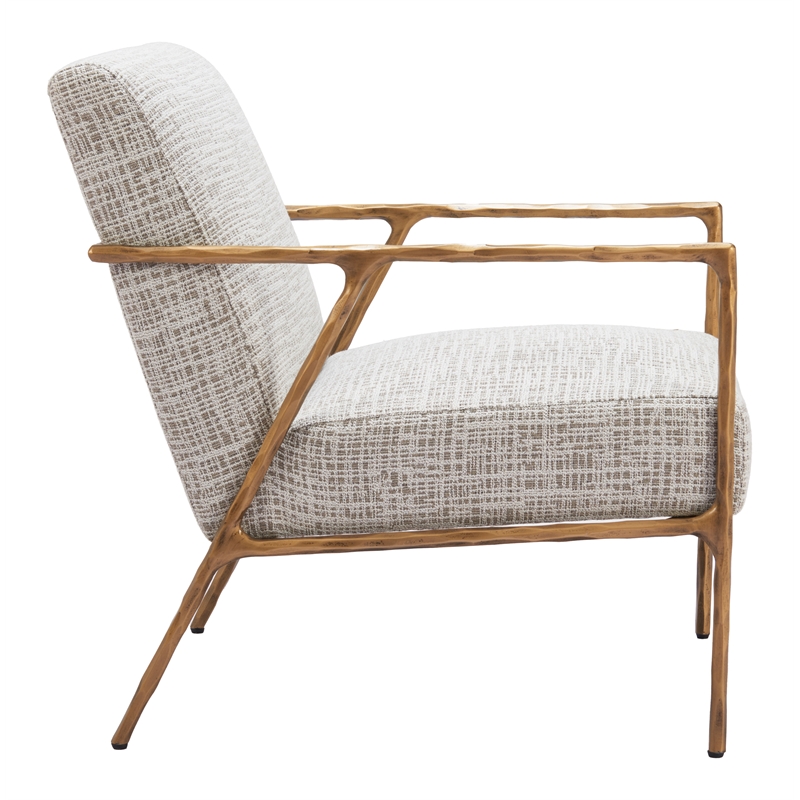 ZUO Norrebro Boucle Style Fabric Upholstered Accent Chair in Beige Frost