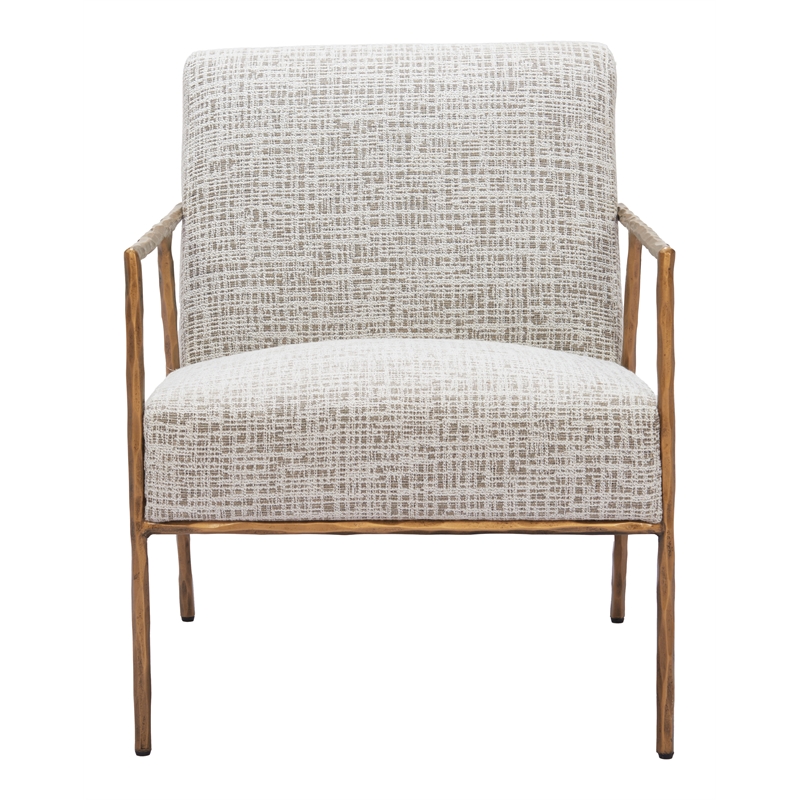 ZUO Norrebro Boucle Style Fabric Upholstered Accent Chair in Beige Frost