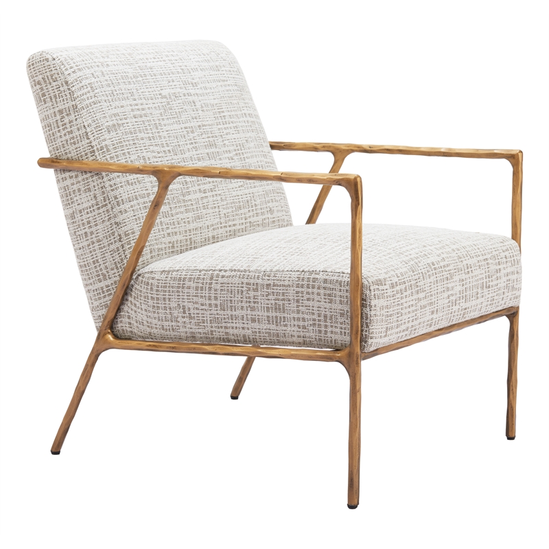 ZUO Norrebro Boucle Style Fabric Upholstered Accent Chair in Beige Frost