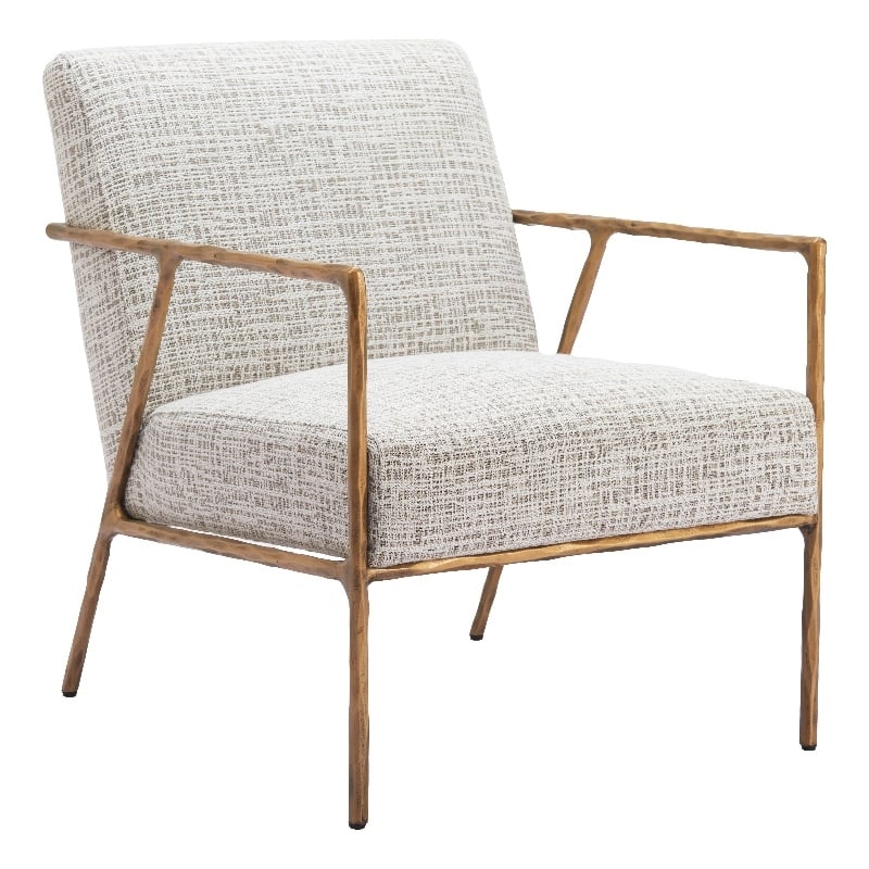 ZUO Norrebro Boucle Style Fabric Upholstered Accent Chair in Beige Frost