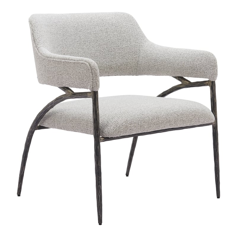 ZUO Vesterboro Boucle Style Fabric Upholstered Accent Chair in Gray
