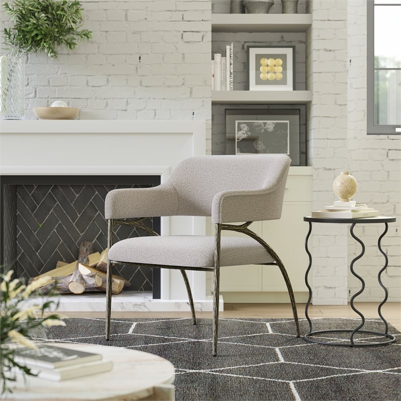 ZUO Vesterboro Boucle Style Fabric Upholstered Accent Chair in Gray