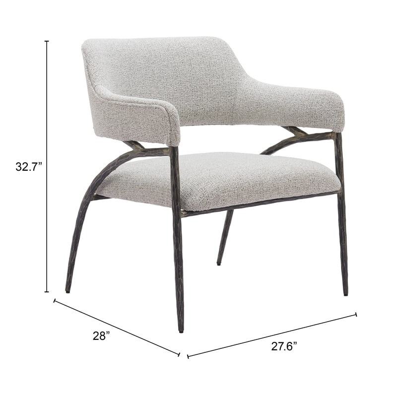 ZUO Vesterboro Boucle Style Fabric Upholstered Accent Chair in Gray