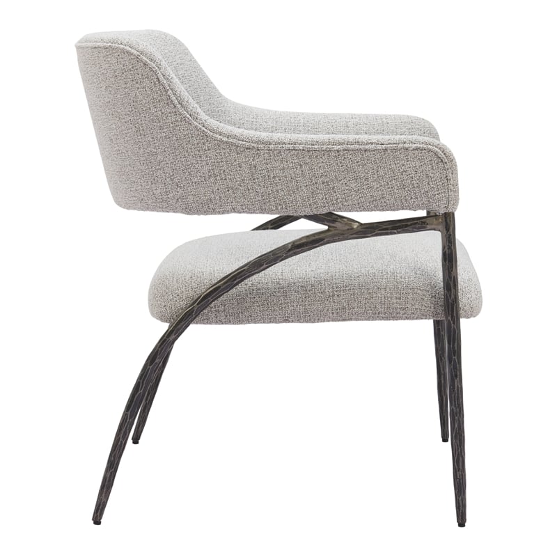 ZUO Vesterboro Boucle Style Fabric Upholstered Accent Chair in Gray