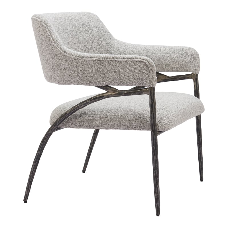 ZUO Vesterboro Boucle Style Fabric Upholstered Accent Chair in Gray
