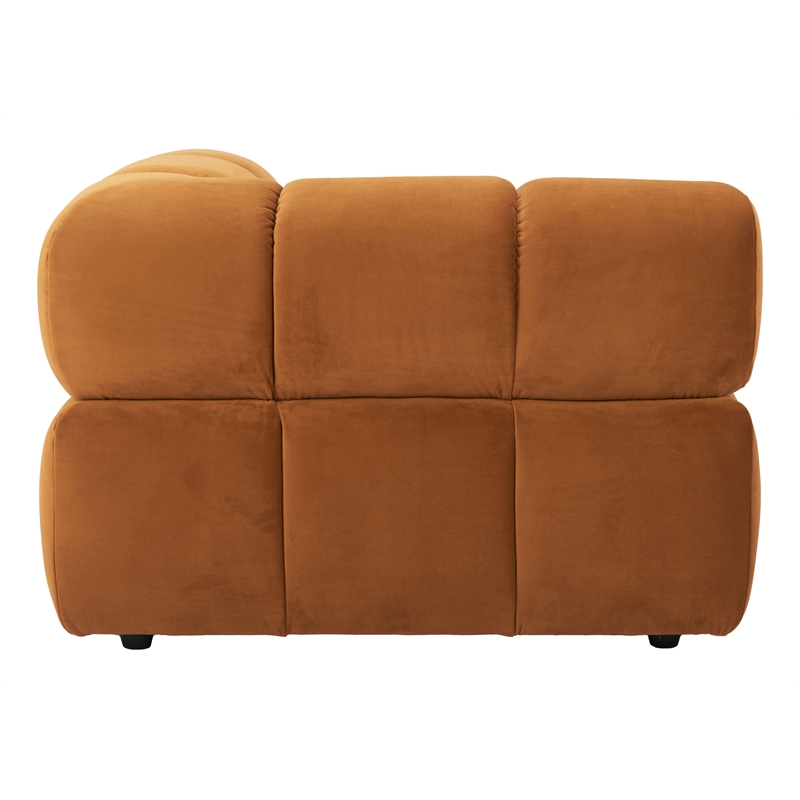 ZUO Rist Velvet Upholstered Corner Chair in Brown