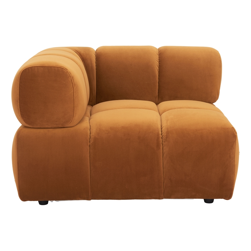 ZUO Rist Velvet Upholstered Corner Chair in Brown