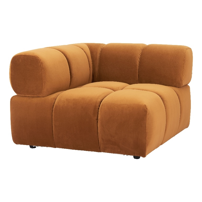 ZUO Rist Velvet Upholstered Corner Chair in Brown
