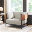 ZUO Stirbe Fabric Upholstered Armchair with Powder Coated Steel Legs in Gray