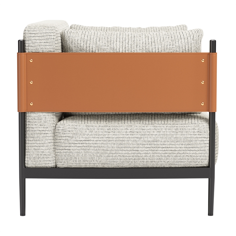 ZUO Stirbe Fabric Upholstered Armchair with Powder Coated Steel Legs in Gray