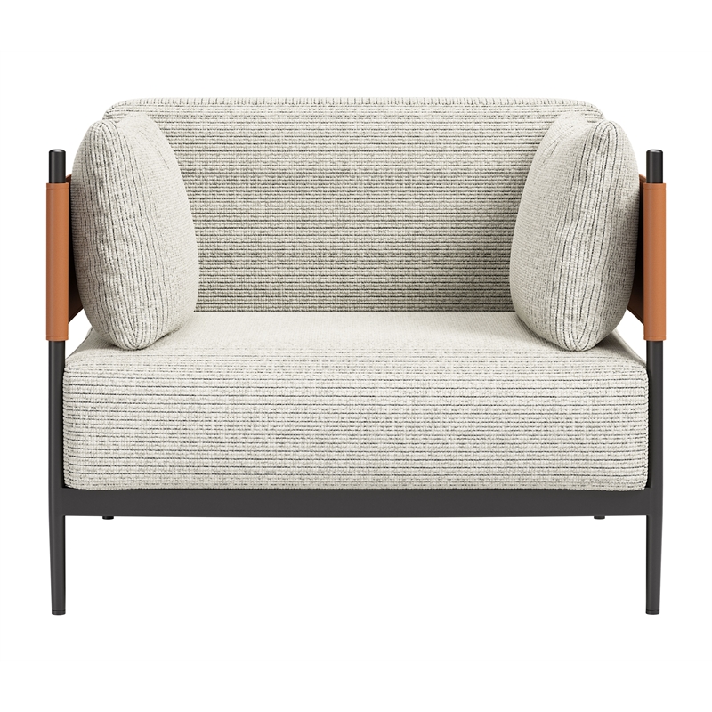 ZUO Stirbe Fabric Upholstered Armchair with Powder Coated Steel Legs in Gray